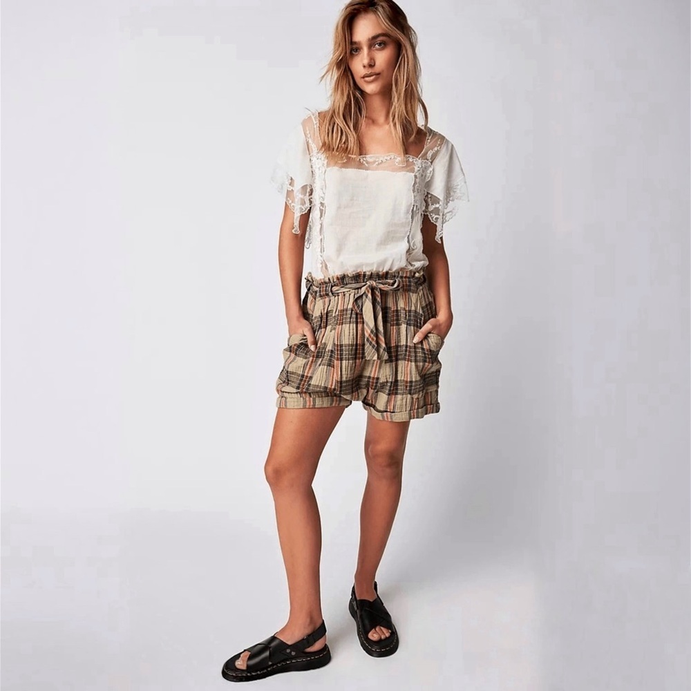 Free People Las Palmas Sailor Shorts Plaid Pattern Harem Style Women’s XS - Picture 1 of 7